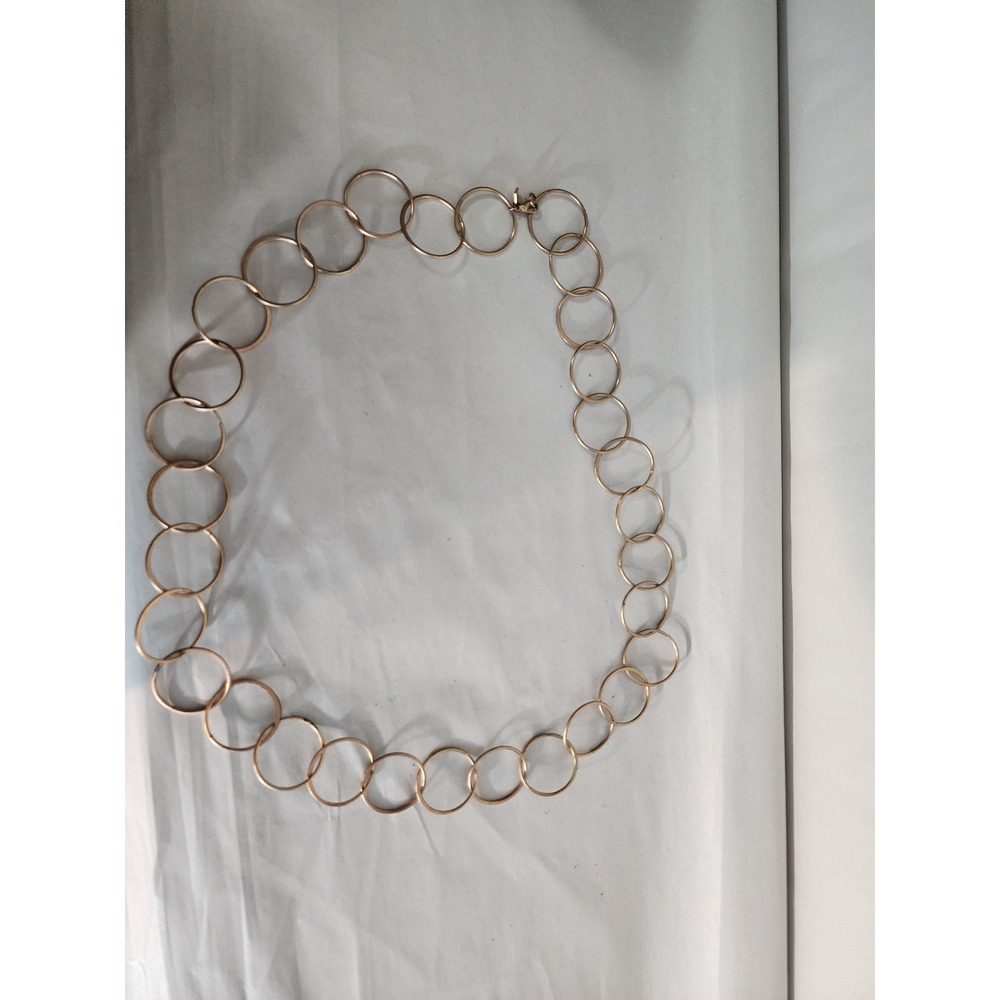 Banana Republic Gold Tone Large Open Circle Link Statement Necklace BR Logo